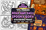 Bold Easy Spooky Cozy Coloring Pages, a Seasonal Illustration by Craftsbeefy (Thumbnail 1 of 4)