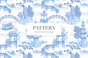 Blue pagoda, a Pattern Graphic by Anyuka (Thumbnail 2 of 8)