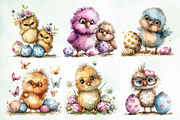 Watercolor Easter Chicks Clipart, an Illustration by Creative Art (Thumbnail 5 of 8)