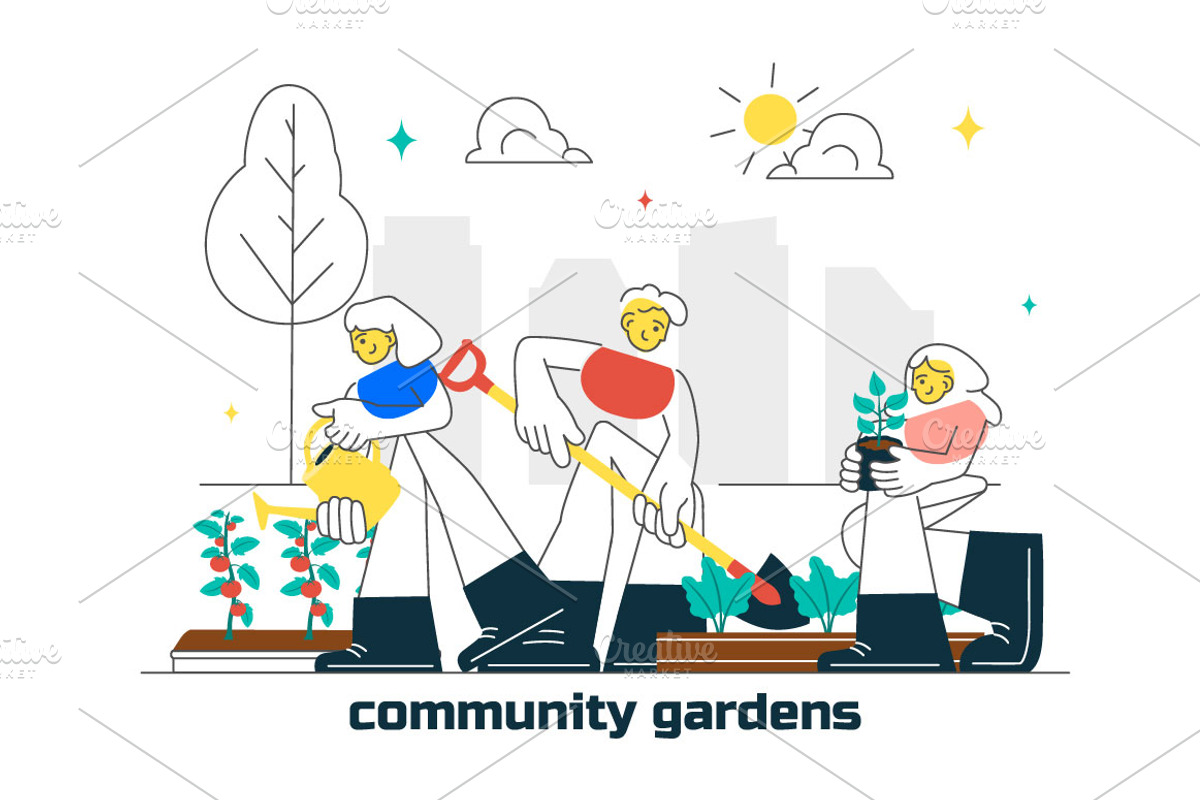 10 Community Garden Illustration, a Person Illustration by denayunebgt (Photo 4 of 4)