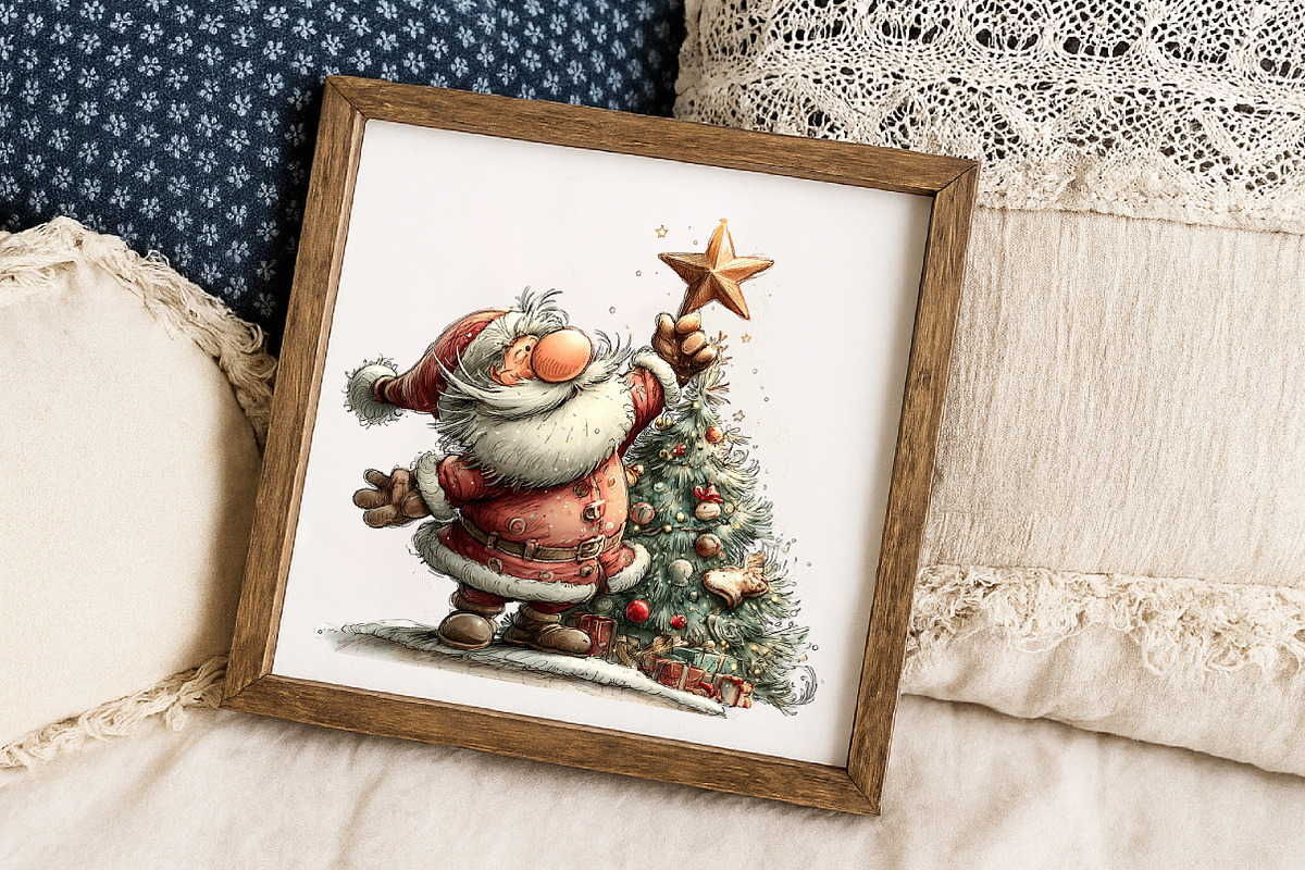 Christmas Pink vintage Santa Clipart, an Illustration by Libby Wishes (Photo 3 of 7)
