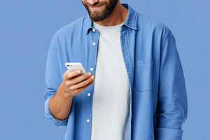 Smiling young man with beard using, a Technology Photo by MistyDay