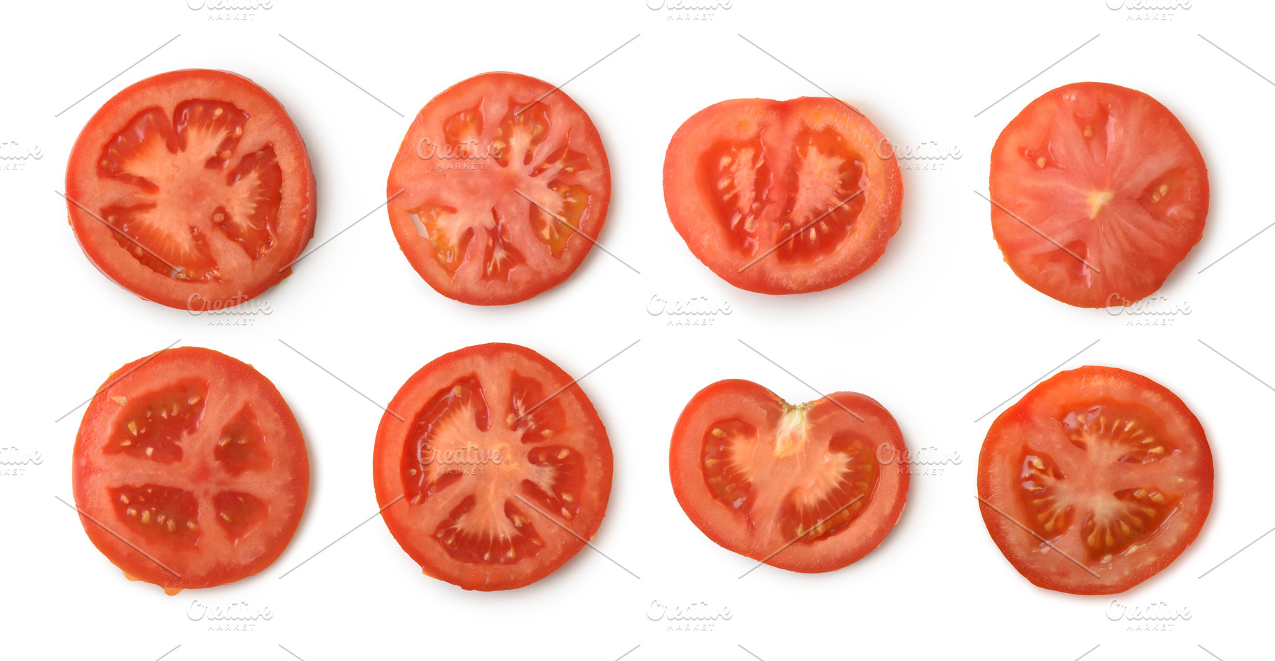 Fresh Tomato Slices Isolated on White Background, a Food & Drink Photo by Davizro's Market
