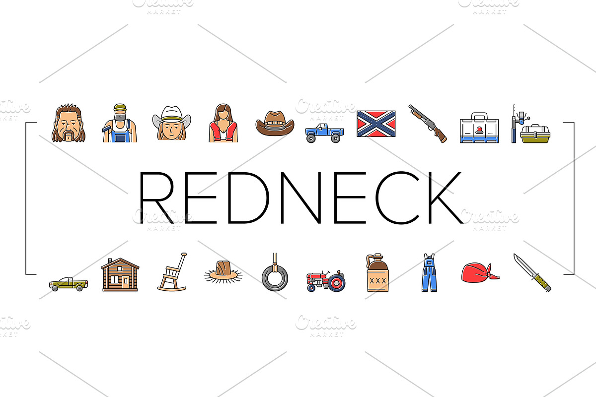 redneck country southern rural icons, an Object Illustration by pikepicture