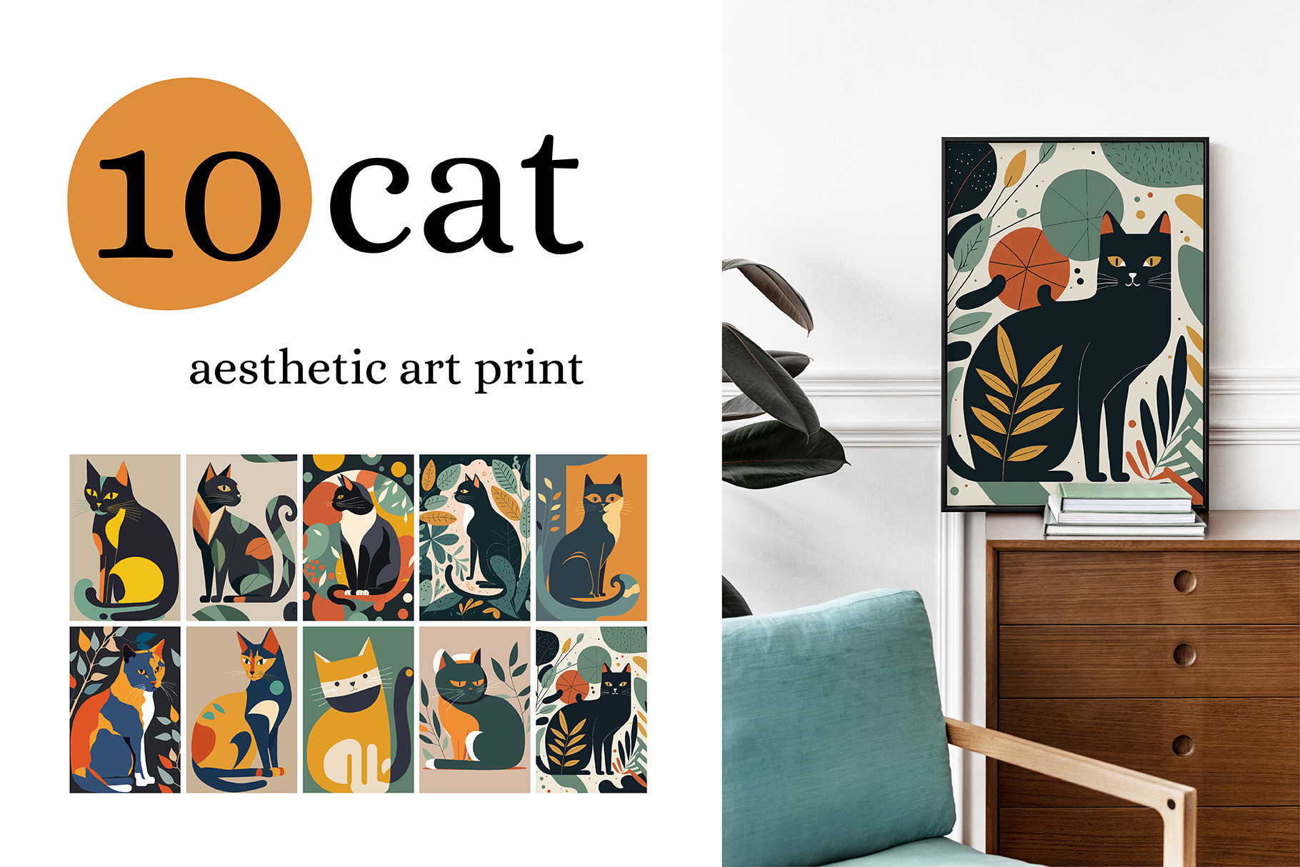 Cat Illustration Art Print Poster