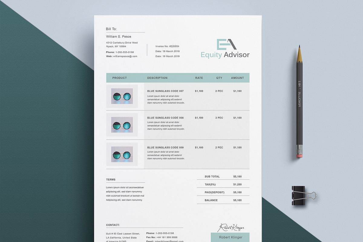 Clean Invoice Form, a Stationery Template by TelaTemplates (Photo 6 of 8)