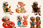 STYLISH BEACH GRANDMAS CLIPART PACK, a Person Illustration by Daring Digies (Thumbnail 3 of 10)