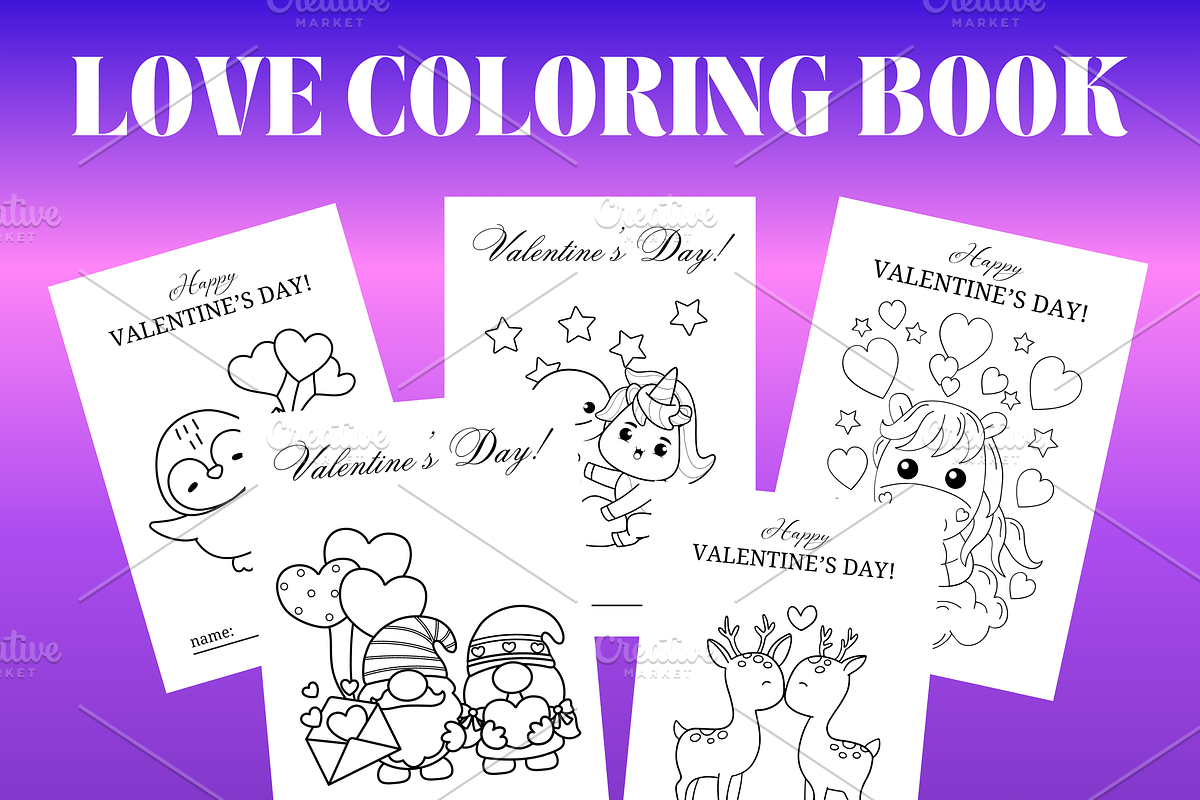 Valentine's Day Coloring Book, a Print Template by Art's and patterns (Photo 2 of 9)
