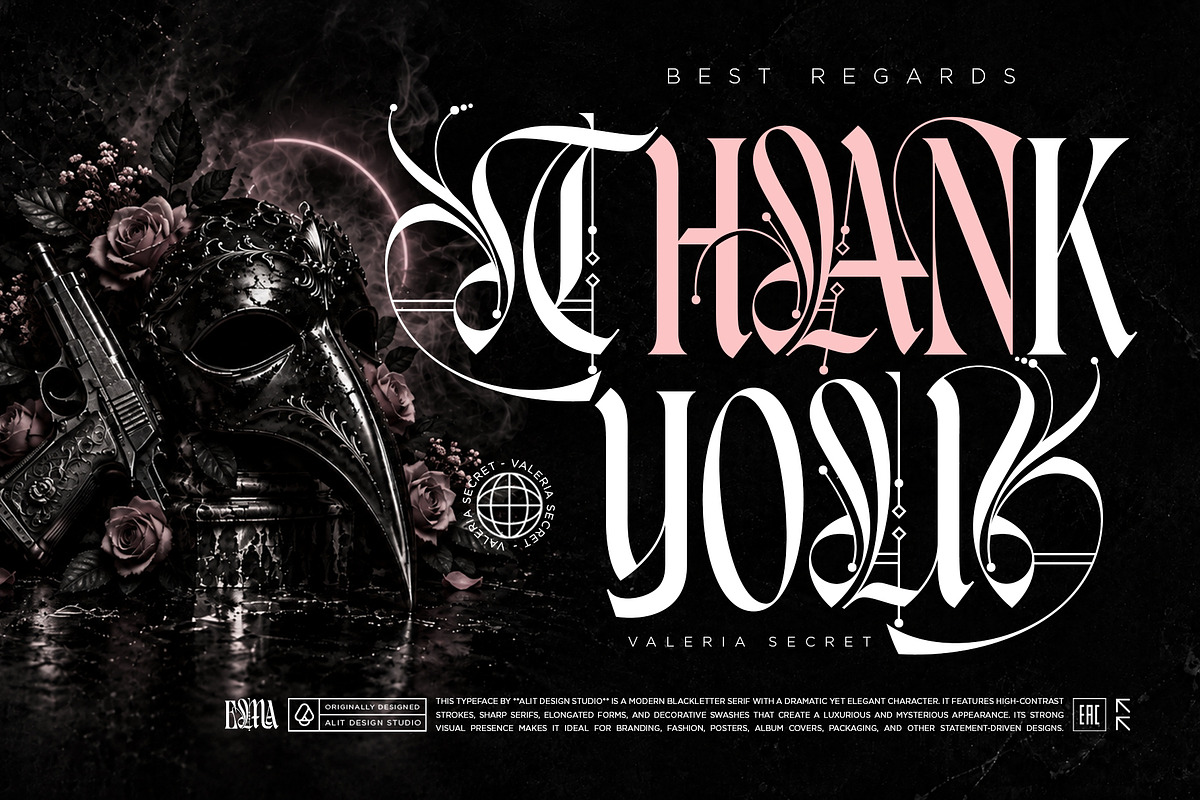 Valeria Secret Typeface, a Blackletter Font by alit design (Photo 17 of 17)