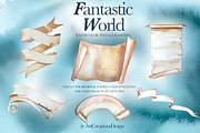 Watercolor Fantastic World Clipart, a Person Illustration by ArtCreationsDesign (Thumbnail 11 of 23)