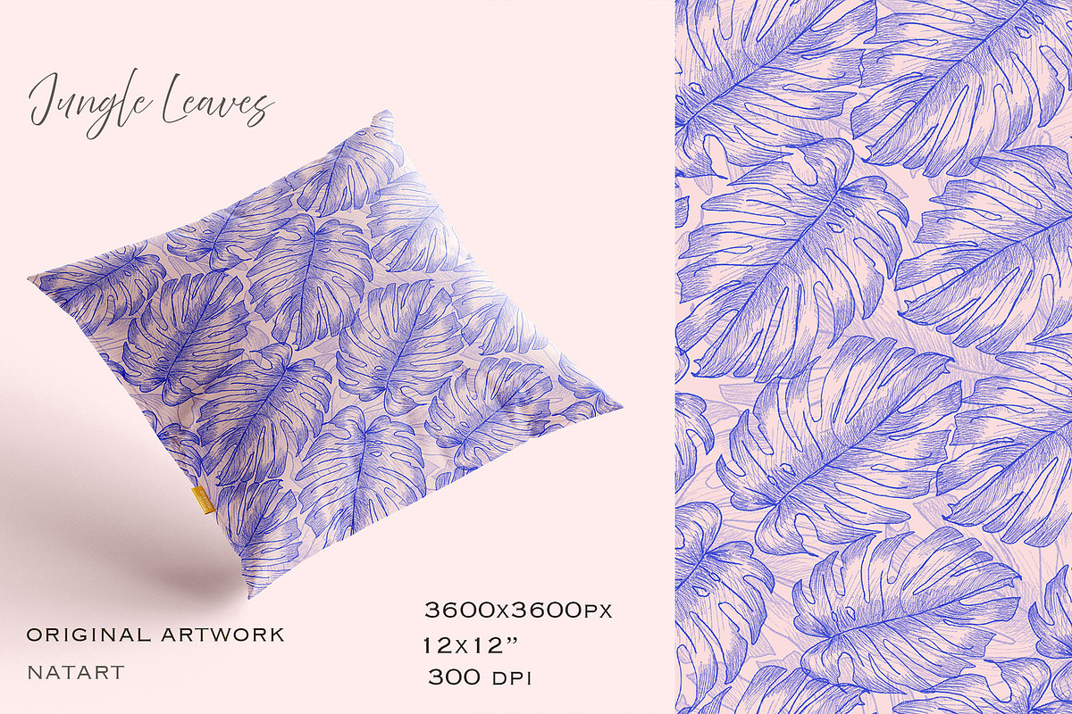 Jungle Leaves digital pattern  Jpeg, a Pattern Graphic by NatArt (Photo 2 of 3)