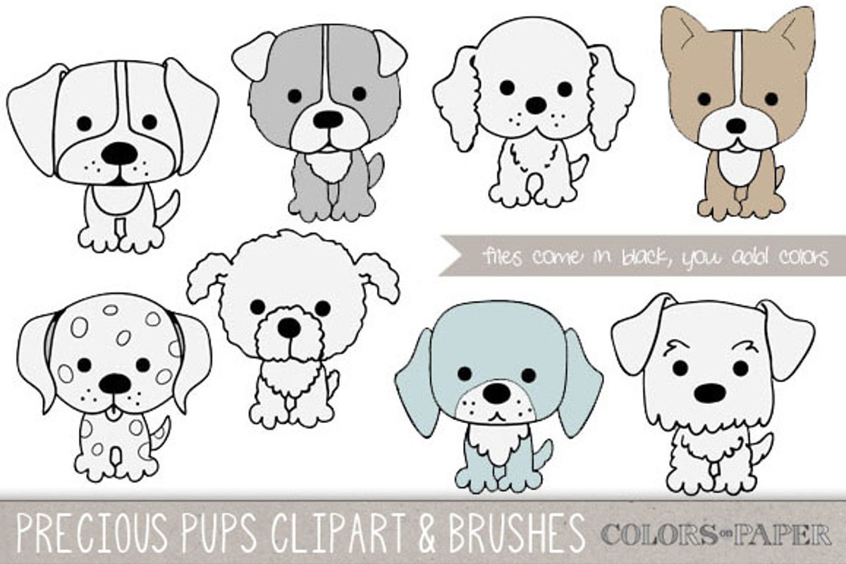 Precious Pups Clipart and Brushes, an Illustration by Colors on Paper (Photo 1 of 2)