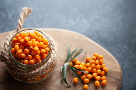 Sea buckthorn berries in a jar, oran, a Food & Drink Photo by WildStrawberry Magic