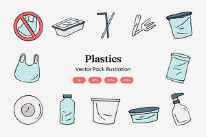 Plastics Illustration Collection, an Object Graphic by Rahardi Creative