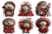 Whimsical Valentine Hedgehog Clipart, an Illustration by Daily.Designs (Thumbnail 4 of 8)