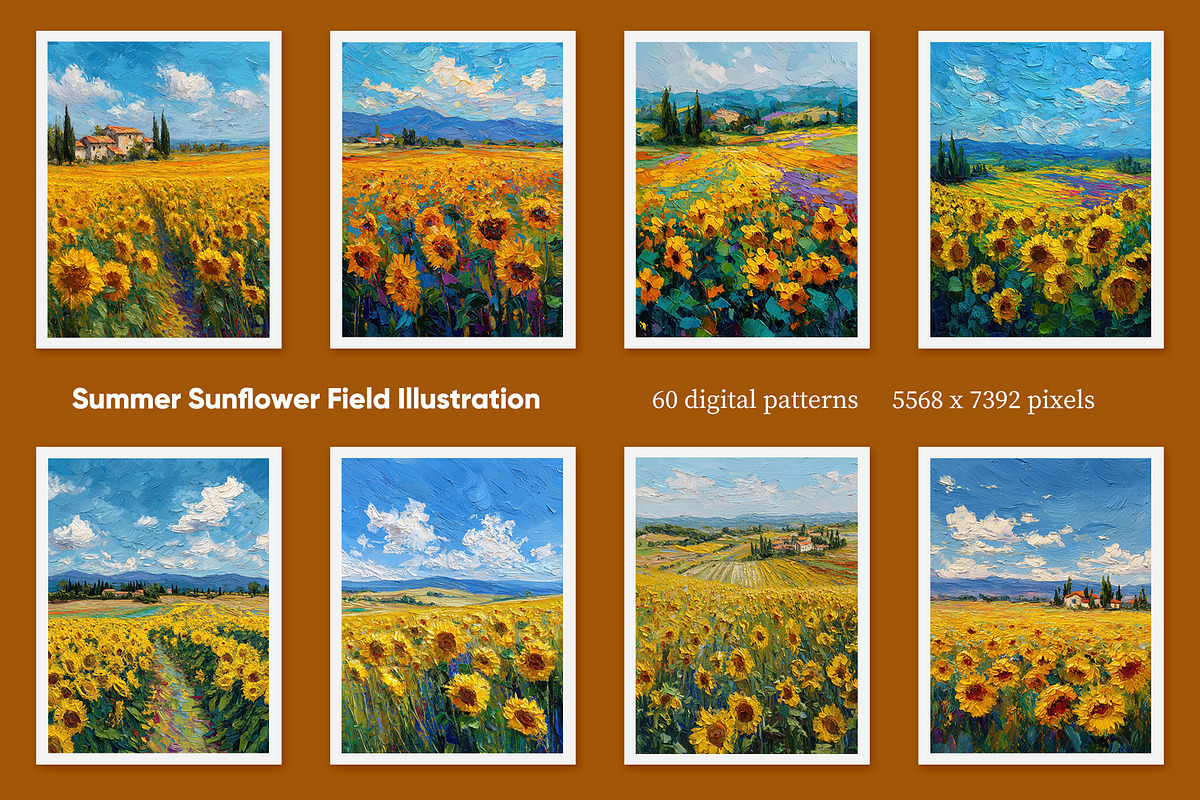 Summer Sunflower Field Illustration, a Decorative Illustration by Housui Patterns (Photo 3 of 12)