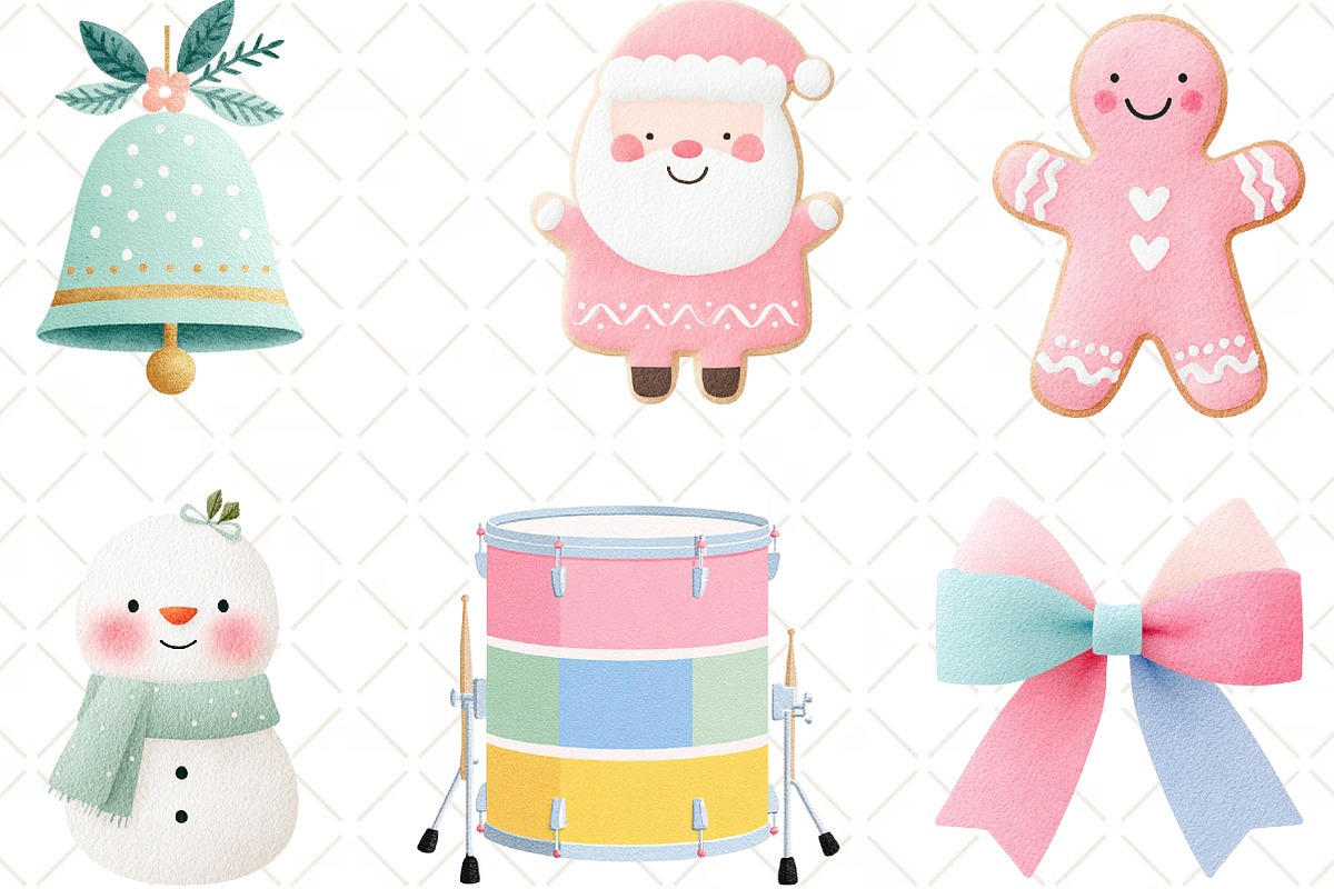 Pastel Christmas Clipart, an Illustration by Black Bird Studio (Photo 3 of 6)