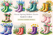 Floral Spring Rubber Boots Clipart, an Illustration by DreamArtGraphic (Thumbnail 1 of 5)
