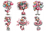 Whimsical Valentine Flamingo PNG Set, an Illustration by Daily.Designs (Thumbnail 4 of 5)