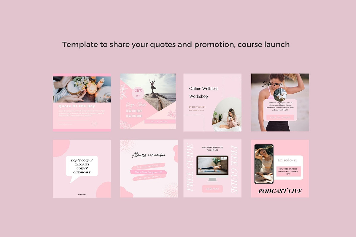 Wellness Instagram Template Canva, a Social Media Template by Deepa Template Studio (Photo 11 of 12)