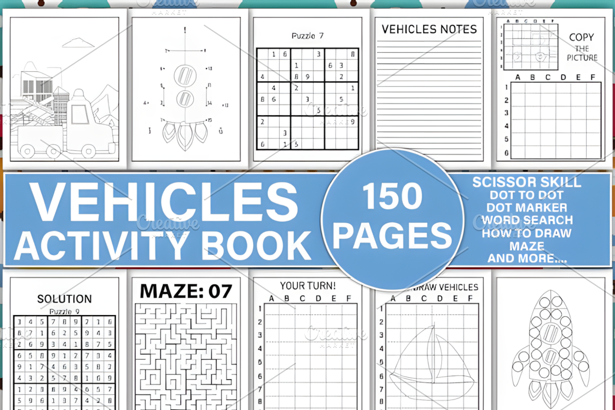 Vehicles Activity Book Vol-1, a Decorative Illustration by Design Station (Photo 1 of 3)