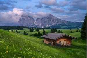 Idyllic mountain landscape with, a Nature Photo by den-belitsky