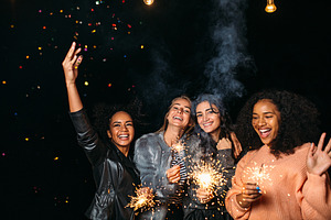 Four diverse women having fun, a Person Photo by Artem Varnitsin