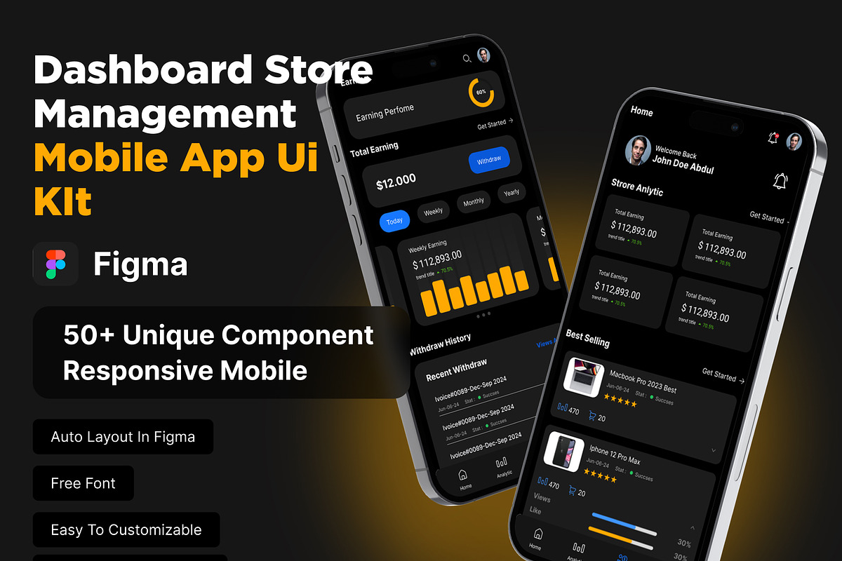 Dashboard Store Mobile App Ui Kit, an UI Kit Template by Pixel Blend (Photo 5 of 13)