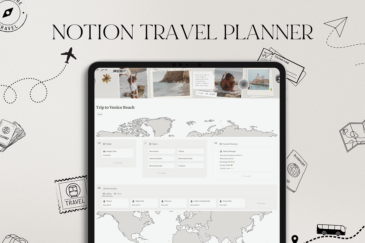 Notion Travel Planner, a Websites & App Template by Asha Glenn Design Studio (Photo 1 of 11)