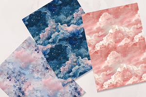 Dreamy Sky: Watercolor Digital Paper