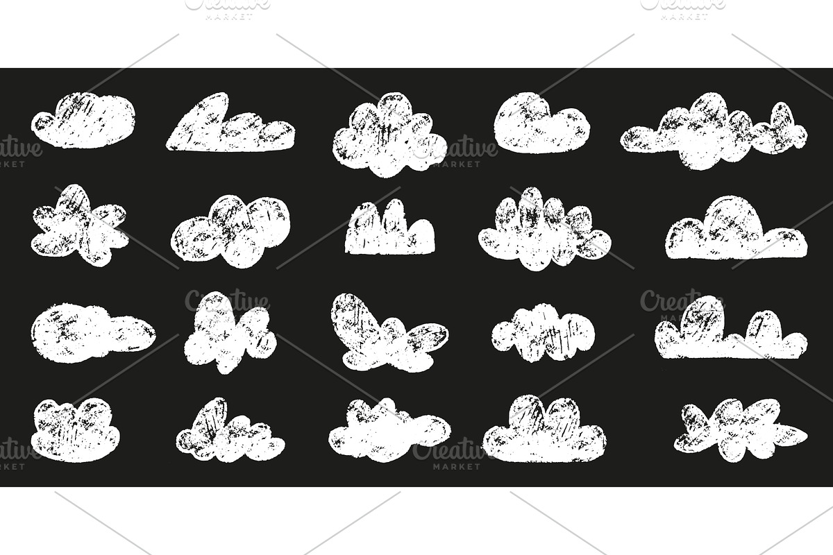 Chalk drawing clouds. White cloud, an Illustration by Valerie Bodnar