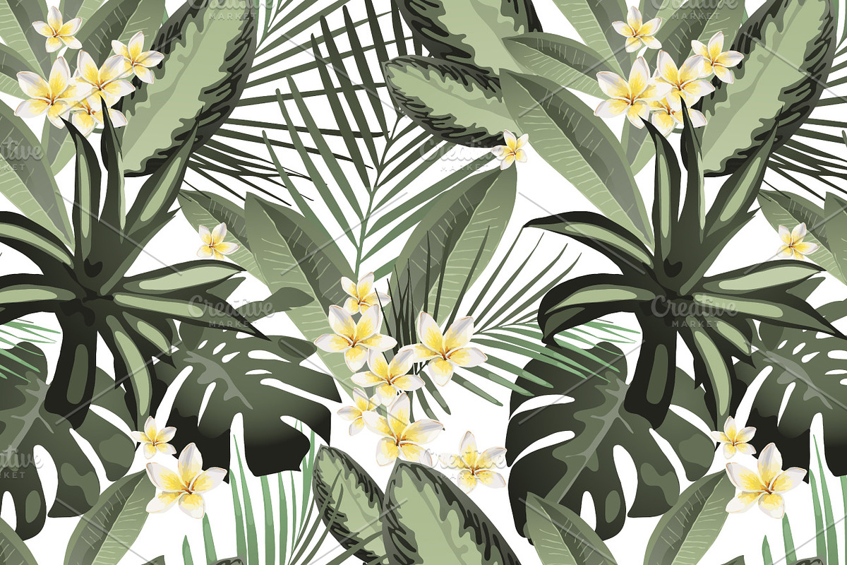 Tropical patterns & set (VECTOR), a Pattern Graphic by ollalya