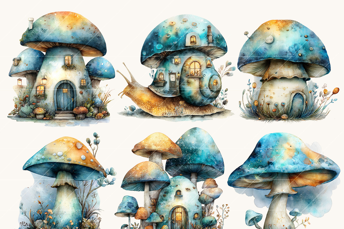 Watercolor Mushroom Clipart, an Object Illustration by Design Scotch (Photo 7 of 8)