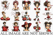 Quirky Valentine Day Girls Clipart, an Illustration by Canvas Craft (Thumbnail 3 of 6)