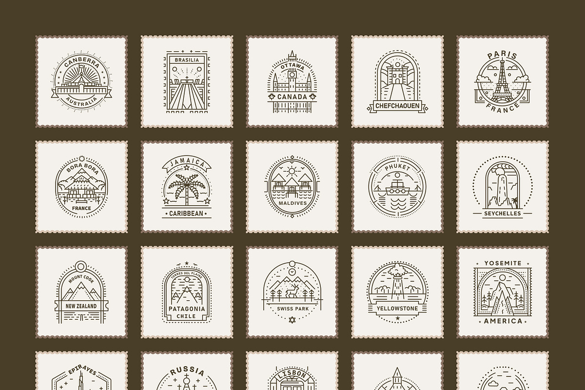 150 Travel Stamps, an Outline Icon by Prosymbols (Photo 8 of 9)