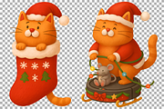 Christmas Santa Cat Clipart Kitten, an Animal Illustration by SugarCloudStudioArt (Thumbnail 6 of 7)
