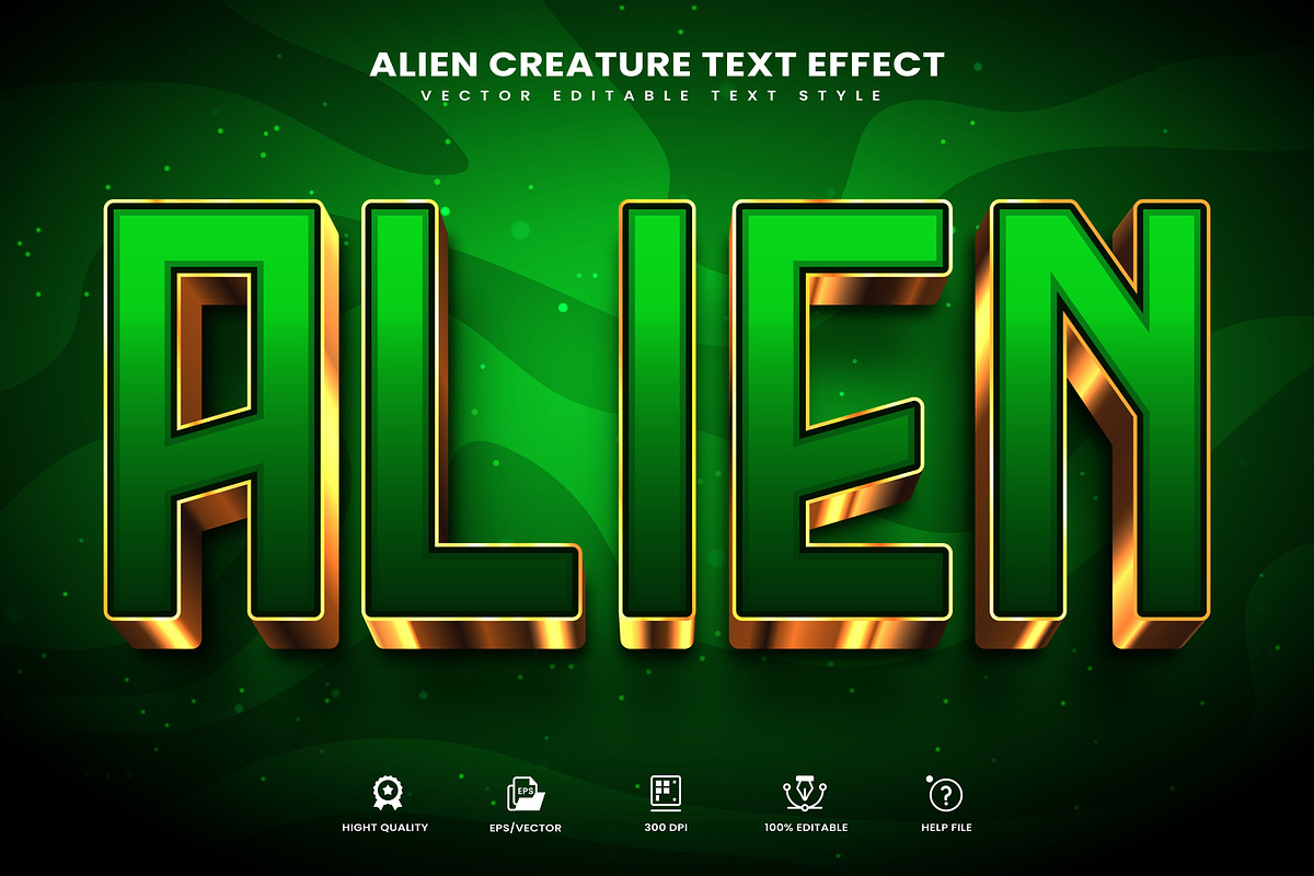 Alien Creature Editable Text Effect, a Layer Style Add-On by Niestart Creation (Photo 1 of 2)