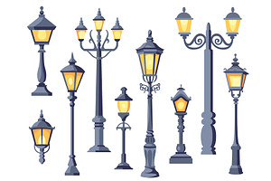 Street retro lights. Cast iron, an Object Illustration by YummyBuum