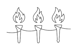 Three torches continuous line art, an Illustration by GraphiShop