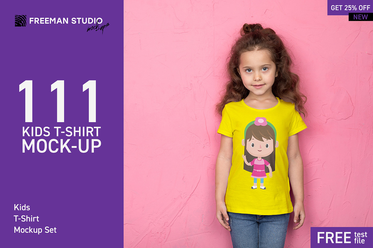 111 Kids T-Shirt Mock-Up Set, a Shirt Mockup by Freeman Studio (Photo 1 of 24)