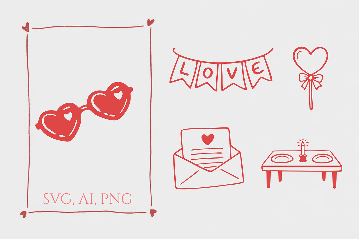 Valentines Vector Illustrations, an Object Illustration by Rasgood (Photo 5 of 9)