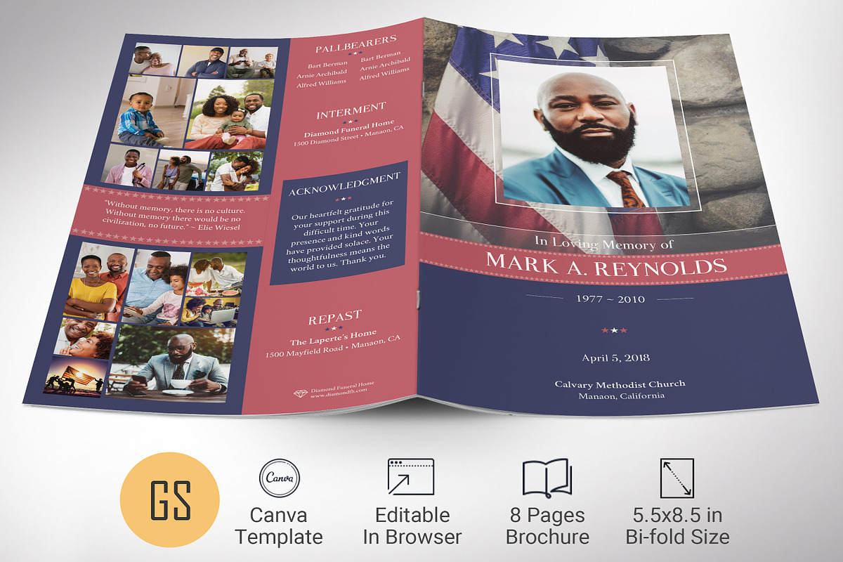 American Military Funeral Program 8p, a Brochure Template by Godserv Designs (Photo 2 of 11)