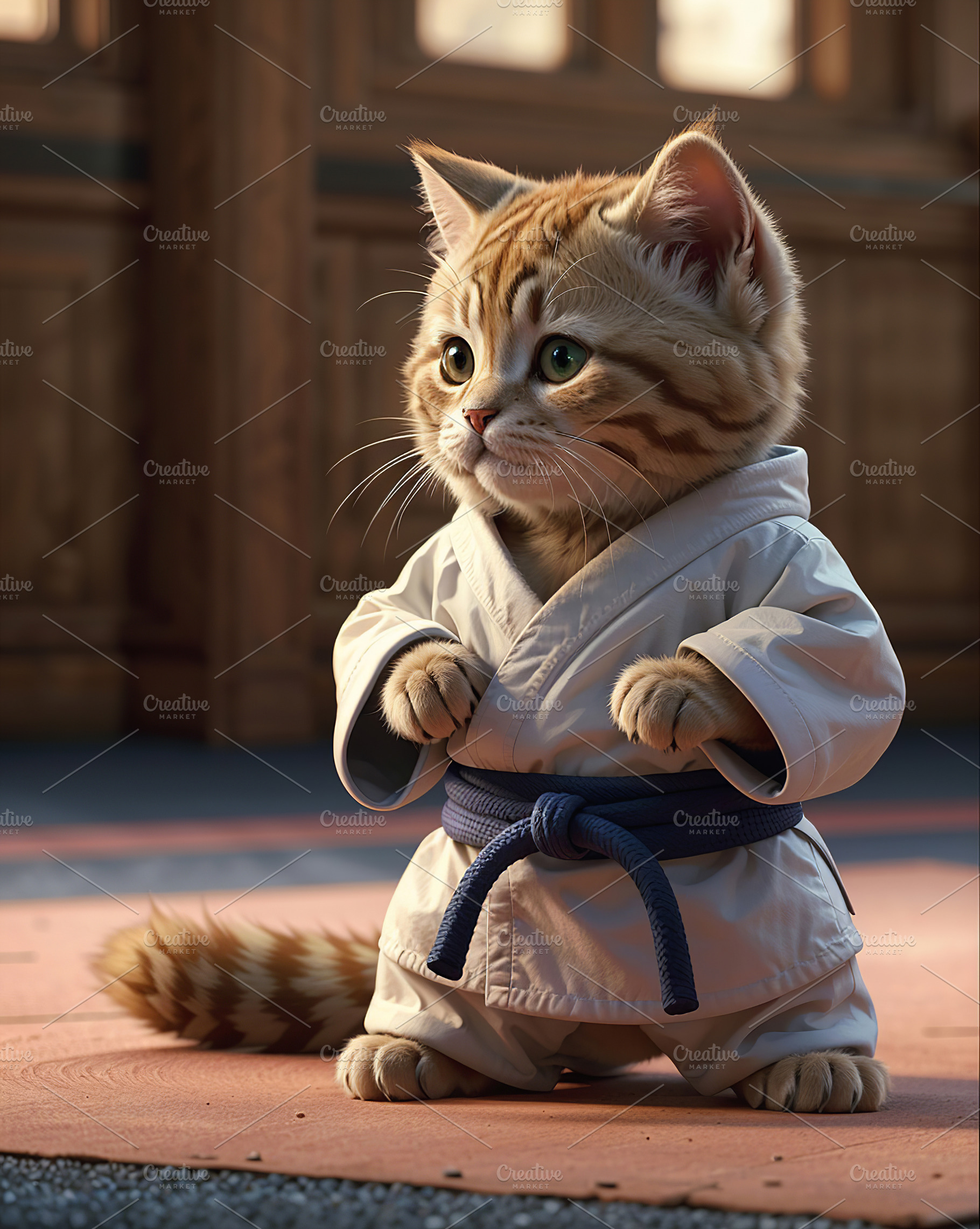 Kitten Wearing Judo Suit, an Animal Photo by Hamza067