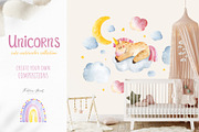 Unicorns.Cute watercolor collection, an Animal Illustration by Kate_Rina (Thumbnail 7 of 16)