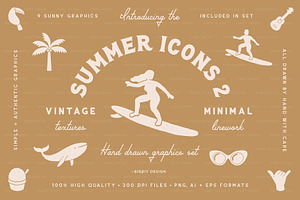 Summer Icons 2 Hand Drawn Graphics