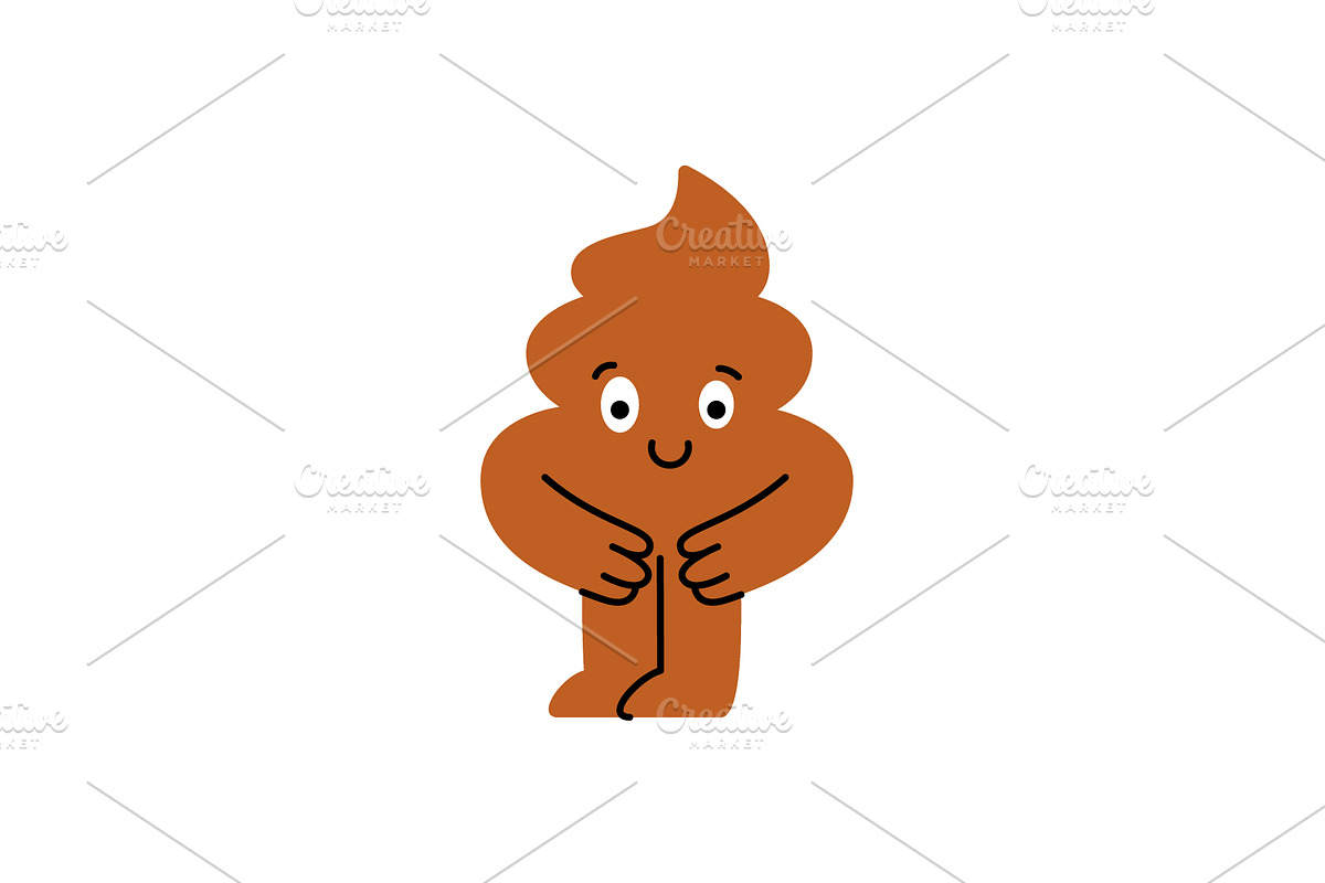 Cheerful cartoon poop with a big, an Illustration by GraphiShop