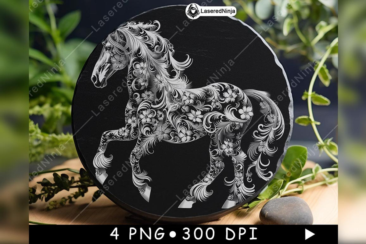Horse Swirling Floral Pattern Equine, a Background Graphic by LaseredNinja (Photo 2 of 7)