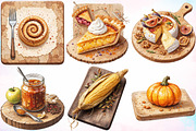 Watercolor Autumn Cutting Board PNG, a Seasonal Illustration by Canvas Craft (Thumbnail 4 of 8)