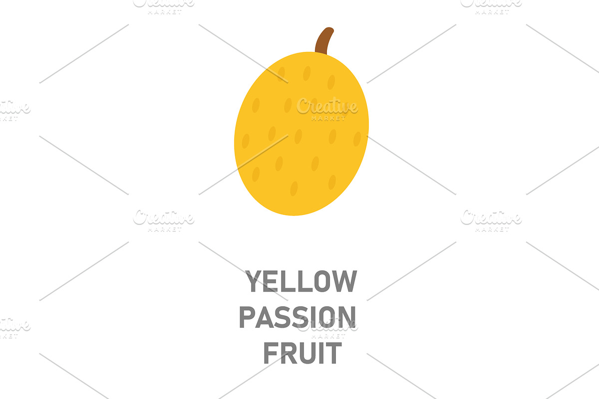 Yellow passion fruit. Tropical fruit, a Food Illustration by GraphiShop
