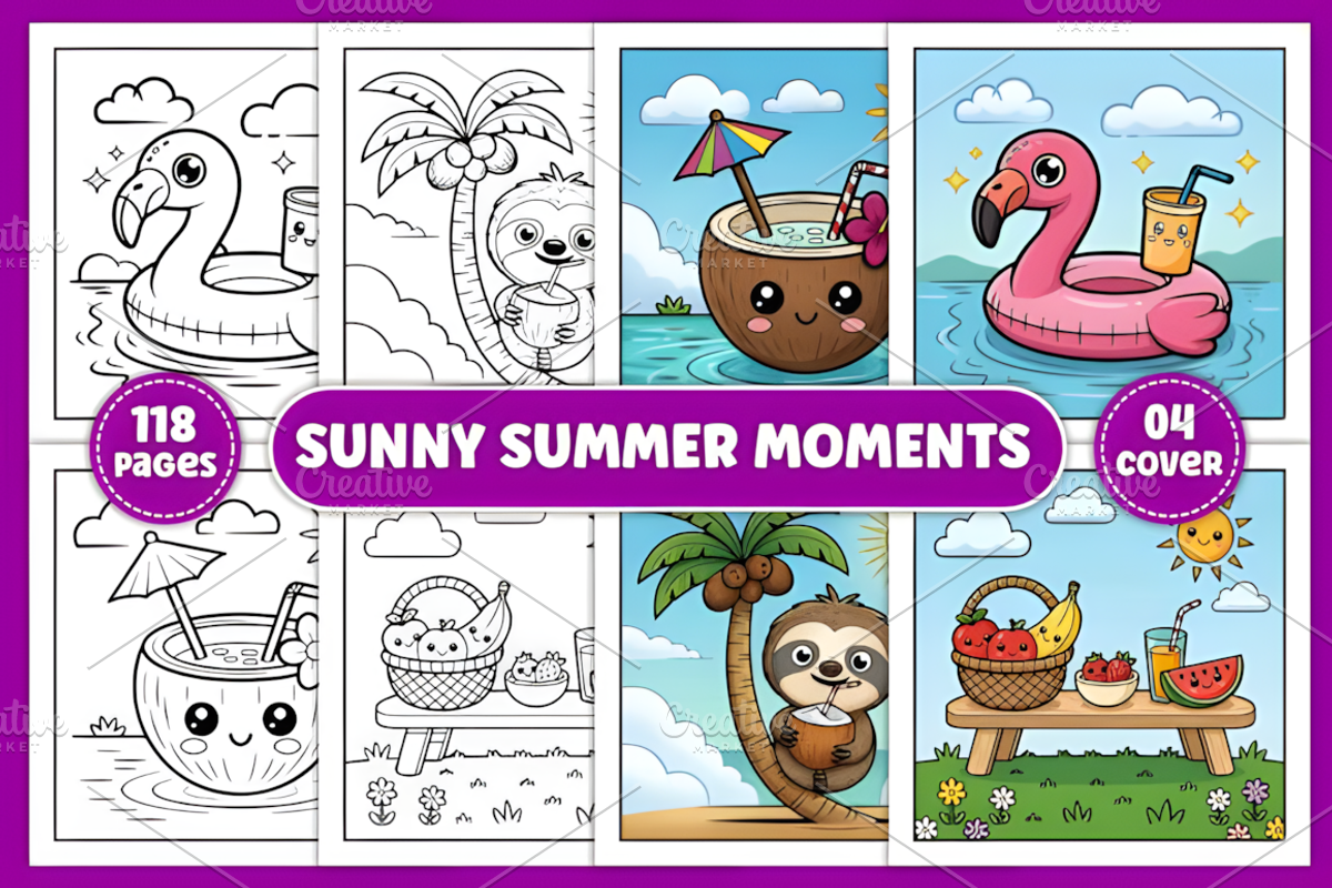 Sunny Summer Moments Coloring Book, a Seasonal Illustration by Coco Bloom (Photo 1 of 4)